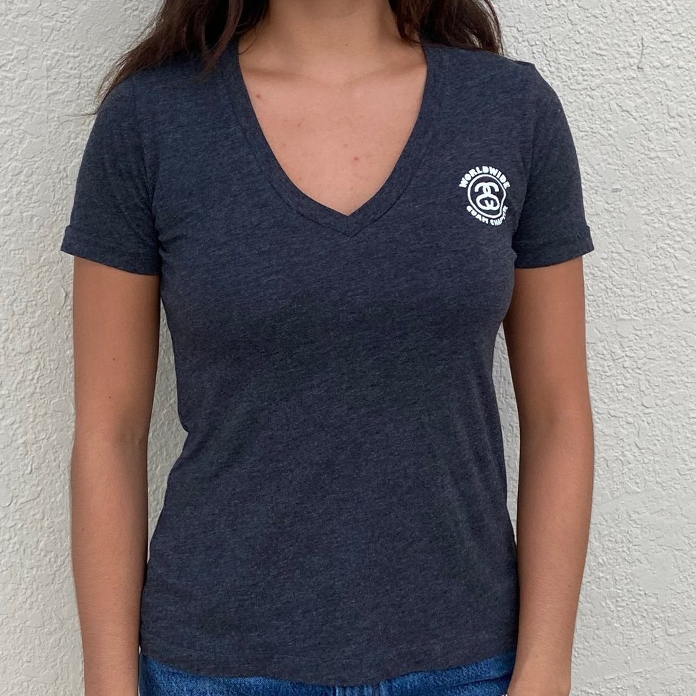 Stussy Gray Femme V-neck T Shirt